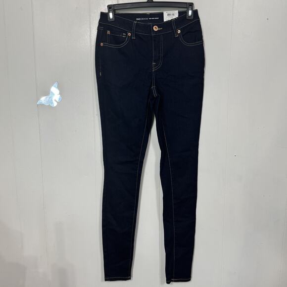 INC Denim Jeans Womens 2 Dark Wash Skinny Mid‎ Rise Core Stretch Classic Style - Picture 1 of 13